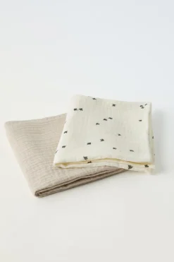 Niños ZARA 0 - 6 Meses·Básicos|6 - 18 Meses·Conjuntos<PACK DOS MUSELINAS LISA Y ESTAMPADA