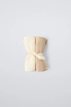 Niños ZARA 0 - 6 Meses·Básicos|6 - 18 Meses·Accesorios / Calcetines<PACK DOS MUSELINAS LISAS