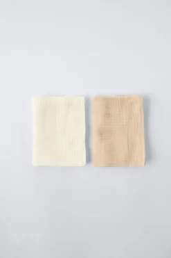 Niños ZARA 0 - 6 Meses·Básicos|6 - 18 Meses·Accesorios / Calcetines<PACK DOS MUSELINAS LISAS