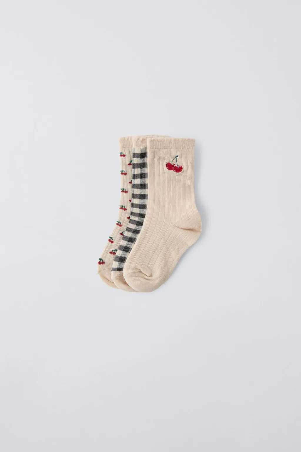 Niños ZARA 1½ - 6 Años·Ropa Interior / Calcetines|6 - 14 Años·Ropa Interior / Calcetines<PACK TRES CALCETINES CEREZAS Y CUADROS