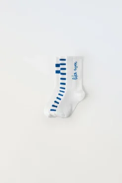 Niños ZARA 1½ - 6 Años·Ropa Interior / Calcetines|6 - 14 Años·Ropa Interior / Calcetines<PACK TRES CALCETINES LARGOS RAYAS Y TEXTO