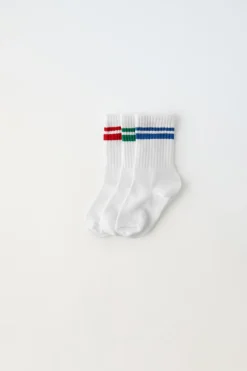 Niños ZARA 1½ - 6 Años·Ropa Interior / Calcetines|6 - 14 Años·Deporte / Jogging<PACK TRES CALCETINES LARGOS BANDAS DEPORTIVAS