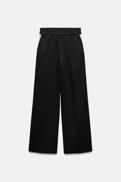 Fashion PANTALÓN ANCHO BANDA LATERAL Mujer Pantalones|Sudaderas / Joggers