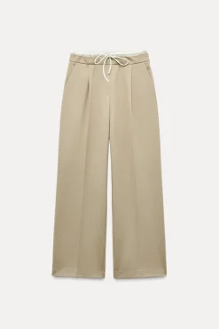 Best PANTALÓN ANCHO CINTURA DOBLE Mujer Pantalones