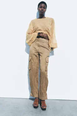 Best PANTALÓN CARGO ARRUGADO ZW COLLECTION Mujer Pantalones