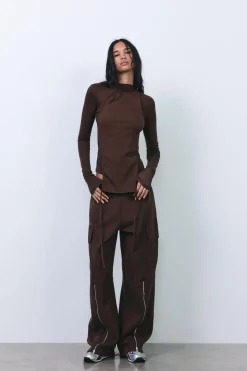 Sale PANTALÓN CARGO EFECTO LAVADO CREMALLERAS Mujer Pantalones|Sudaderas / Joggers