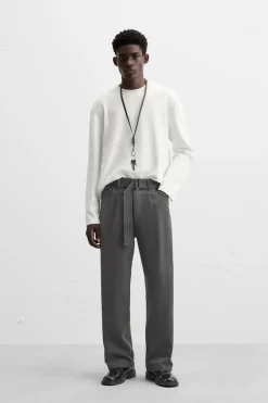 Clearance PANTALÓN CINTURÓN PLIEGUES Hombre Pantalones
