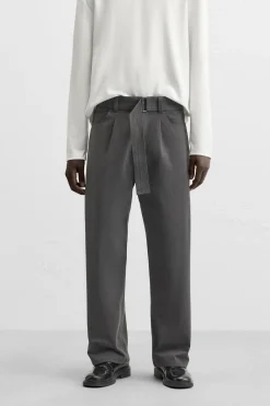 Clearance PANTALÓN CINTURÓN PLIEGUES Hombre Pantalones