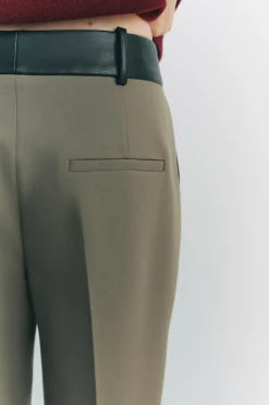 Best PANTALÓN COMBINADO CINTURA EFECTO PIEL Mujer Pantalones