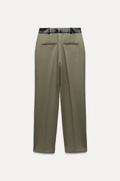 Best PANTALÓN COMBINADO CINTURA EFECTO PIEL Mujer Pantalones