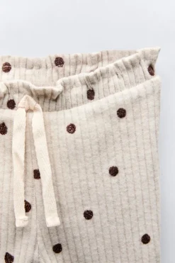 Niños ZARA 1½ - 6 Años·Pantalones|1½ - 6 Años·Leggings<PANTALÓN FLARE RIB TOPOS SOFT TOUCH