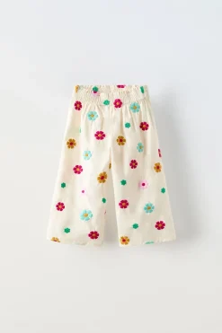 Niños ZARA 1½ - 6 Años·Pantalones|1½ - 6 Años·Total Look<PANTALÓN FLORES BORDADAS