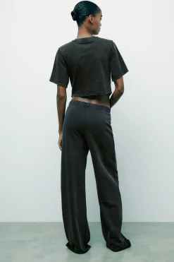Fashion PANTALÓN JOGGER PALAZZO EFECTO LAVADO Mujer Pantalones|Sudaderas / Joggers
