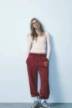 Best PANTALÓN JOGGER VARSITY EFECTO LAVADO Mujer Pantalones|Sudaderas / Joggers