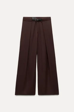 Sale PANTALÓN PLIEGUES CINTURÓN Mujer Pantalones