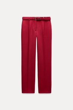 Sale PANTALÓN RECTO CINTURÓN Mujer Pantalones