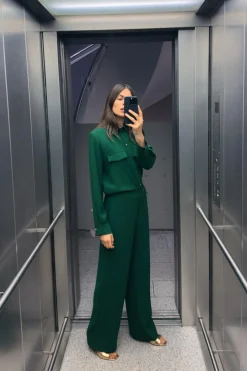 Sale PANTALÓN RECTO CREPE Mujer Pantalones
