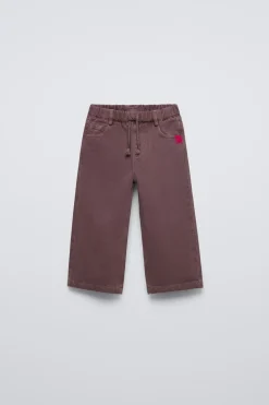 Niños ZARA 1½ - 6 Años·Pantalones|1½ - 6 Años·Pantalones / Leggings<PANTALÓN SARGA WIDE LEG ETIQUETA
