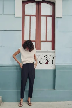 Sale PANTALÓN TIRO ALTO RAYA DIPLÓMATICA Mujer Pantalones