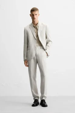 Best PANTALÓN TRAJE 100% LINO Hombre Pantalones