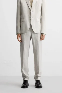 Best PANTALÓN TRAJE 100% LINO Hombre Pantalones