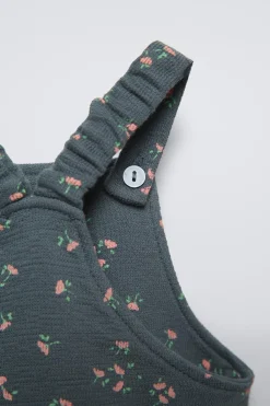 Niños ZARA 6 - 18 Meses·Vestidos / Monos<PETO FELPA FLORES