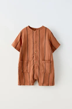 Niños ZARA 1½ - 6 Años·Faldas / Bermudas|1½ - 6 Años·Pantalones / Leggings<PETO RAYAS TEXTURA