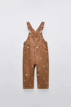 Niños ZARA 1½ - 6 Años·Vestidos / Petos|1½ - 6 Años·Camisas<PETO SARGA FLORES BORDADAS