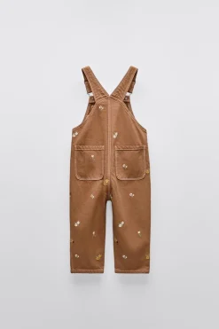 Niños ZARA 1½ - 6 Años·Vestidos / Petos|1½ - 6 Años·Camisas<PETO SARGA FLORES BORDADAS