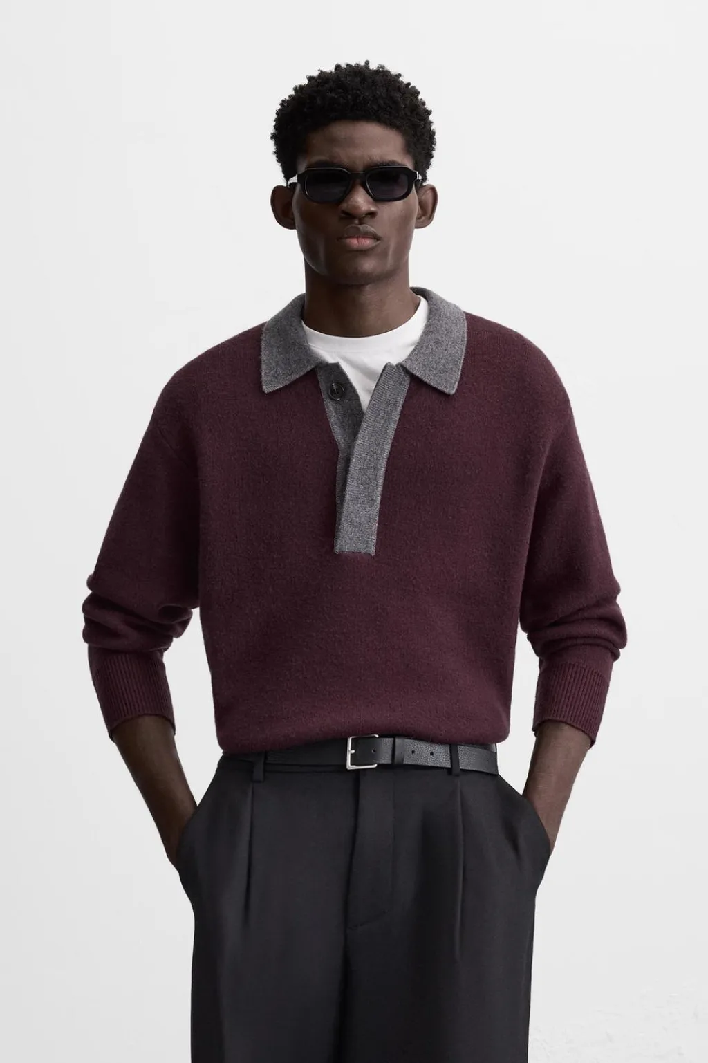 New POLO PUNTO CON VISCOSA Hombre Jerséis / Chaquetas|Polos
