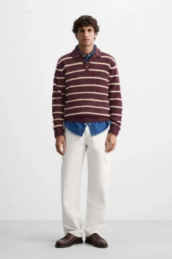 Hot POLO PUNTO RAYAS TEXTURA Hombre Jerséis / Chaquetas|Polos