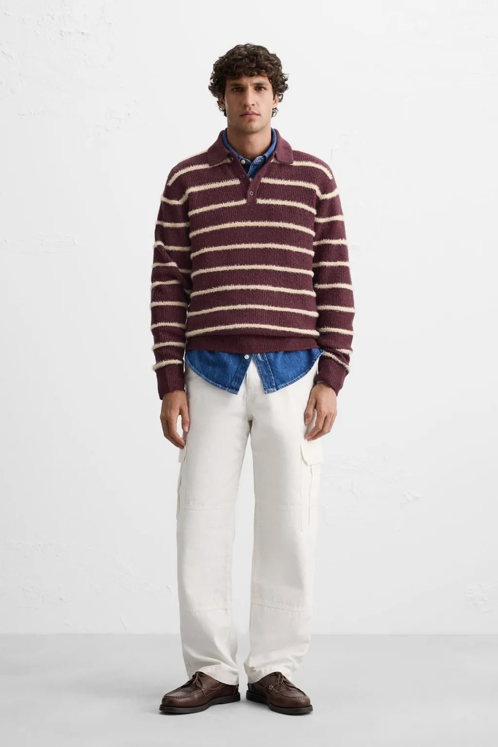 Hot POLO PUNTO RAYAS TEXTURA Hombre Jerséis / Chaquetas|Polos