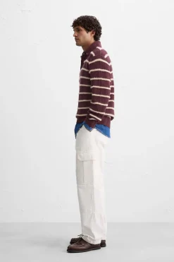 Hot POLO PUNTO RAYAS TEXTURA Hombre Jerséis / Chaquetas|Polos