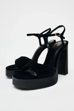 Best SANDALIA PLATAFORMA EFECTO TERCIOPELO Mujer Zapatos