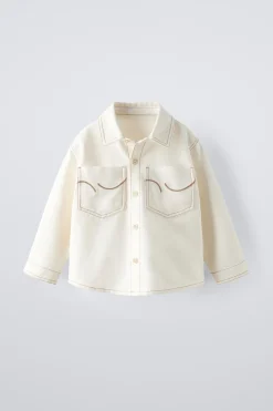 Niños ZARA 1½ - 6 Años·Camisas|1½ - 6 Años·Camisas / Sobrecamisas<SOBRECAMISA BOLSILLOS BORDADOS
