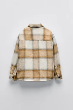 Niños ZARA 6 - 14 Años·Camisas / Sobrecamisas<SOBRECAMISA CUADROS BOLSILLOS