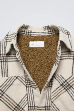Niños ZARA 6 - 14 Años·Camisas / Sobrecamisas<SOBRECAMISA CUADROS BORREGUILLO