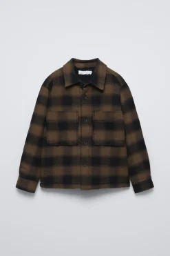 Niños ZARA 6 - 14 Años·Camisas / Sobrecamisas<SOBRECAMISA CUADROS BORREGUILLO