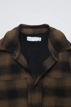 Niños ZARA 6 - 14 Años·Camisas / Sobrecamisas<SOBRECAMISA CUADROS BORREGUILLO