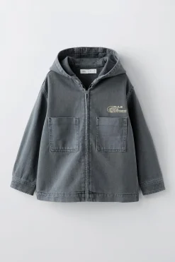 Niños ZARA 6 - 14 Años·Camisas / Sobrecamisas<SOBRECAMISA SARGA CAPUCHA