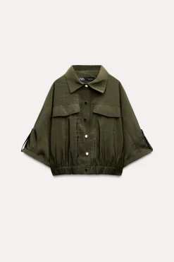 Clearance SOBRECAMISA SATINADA BAJO ELÁSTICO Mujer Chaquetas / Cazadoras|Camisas / Blusas