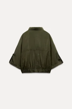 Clearance SOBRECAMISA SATINADA BAJO ELÁSTICO Mujer Chaquetas / Cazadoras|Camisas / Blusas