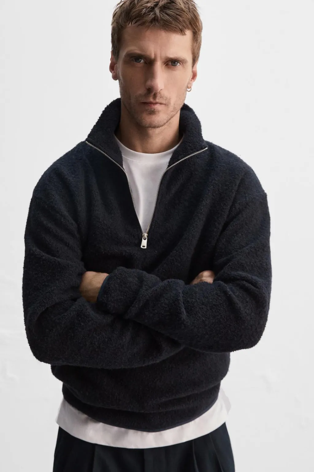 Outlet SUDADERA BOUCLÉ CREMALLERA CUELLO Hombre Sudaderas