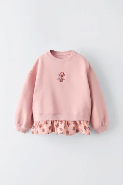 Niños ZARA 1½ - 6 Años·Sudaderas|6 - 18 Meses·Sudaderas<SUDADERA COMBINADA FLORES