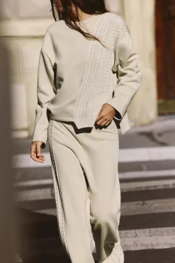 Fashion SUDADERA COMBINADA TRICOT Mujer Sudaderas / Joggers