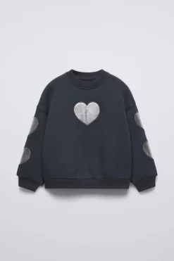 Niños ZARA 1½ - 6 Años·Sudaderas|6 - 18 Meses·Sudaderas<SUDADERA CORAZONES BRILLO