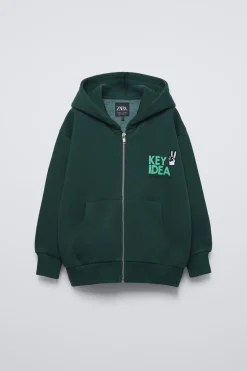 Niños ZARA 6 - 14 Años·Sudaderas<SUDADERA CREMALLERA TEXTO BORDADO