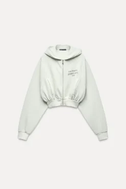 Best SUDADERA CROP CAPUCHA TEXTO EFECTO LAVADO Mujer Sudaderas / Joggers