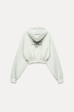 Best SUDADERA CROP CAPUCHA TEXTO EFECTO LAVADO Mujer Sudaderas / Joggers