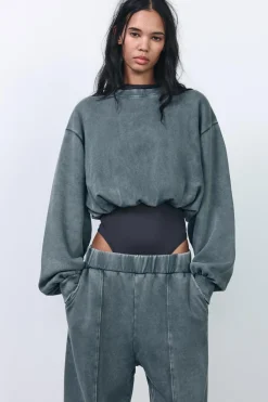 Clearance SUDADERA CROP EFECTO LAVADO Mujer Sudaderas / Joggers
